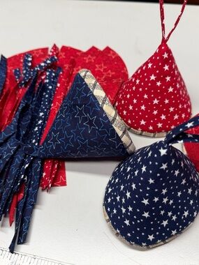 Patriotic Red and Navy Star Fabric Pot Holders set of two Triangle Pot Holders